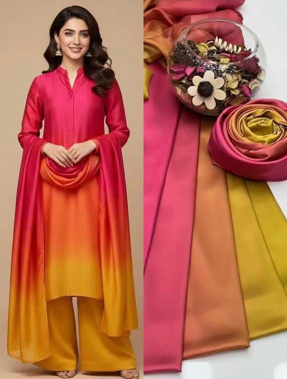 Shamooz Silk Digital Printed 3 Piece Suit