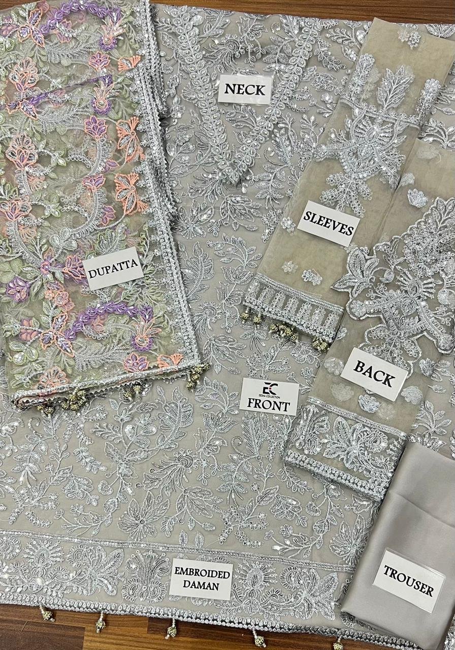 Zarif Royale Net Embroidered Luxury Suit 3PC - Image 6