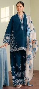Lawn Embroidered 3 Piece Suit with Digital Monark Dupatta