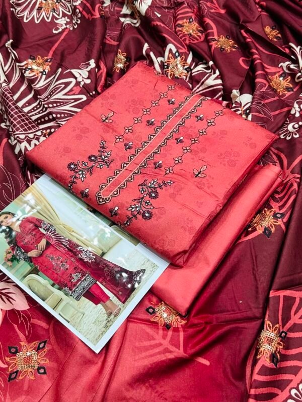 Linen Embroidered 3 Piece Suit