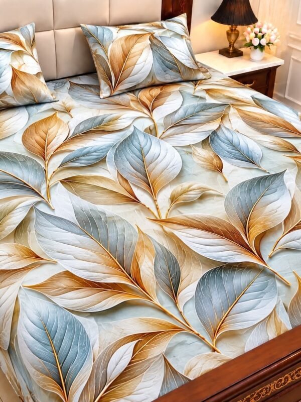 9D Digital Print Micro Cotton King Size Bedsheet Set – 3 Piece