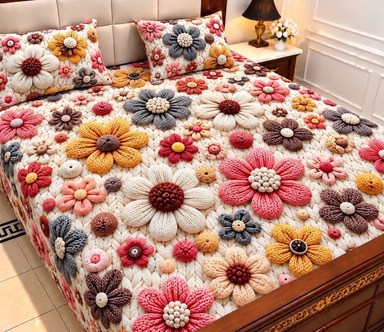 9D Digital Print Micro Cotton King Size Bedsheet Set – 3 Piece