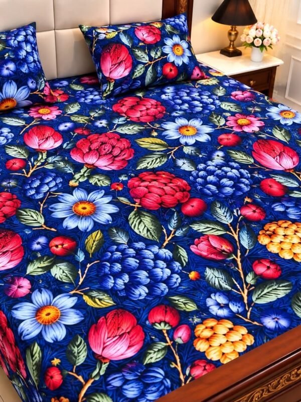 9D Digital Print Micro Cotton King Size Bedsheet Set – 3 Piece