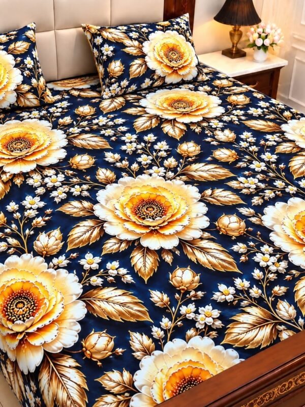 9D Digital Print Micro Cotton King Size Bedsheet Set – 3 Piece