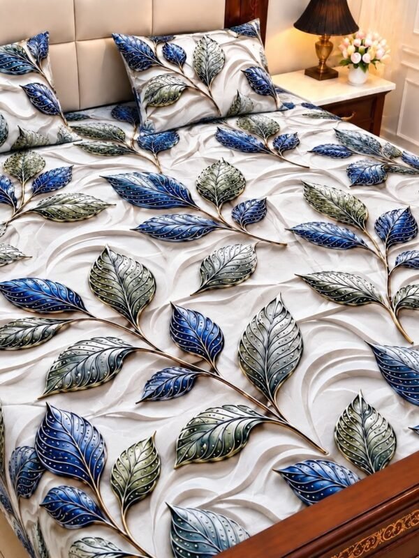 9D Digital Print Micro Cotton King Size Bedsheet Set – 3 Piece