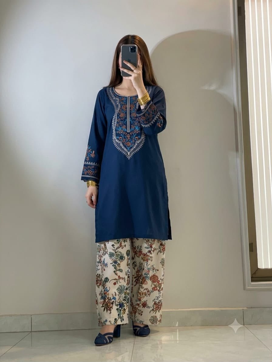 Laam Embroidered Dhanak 2 Piece