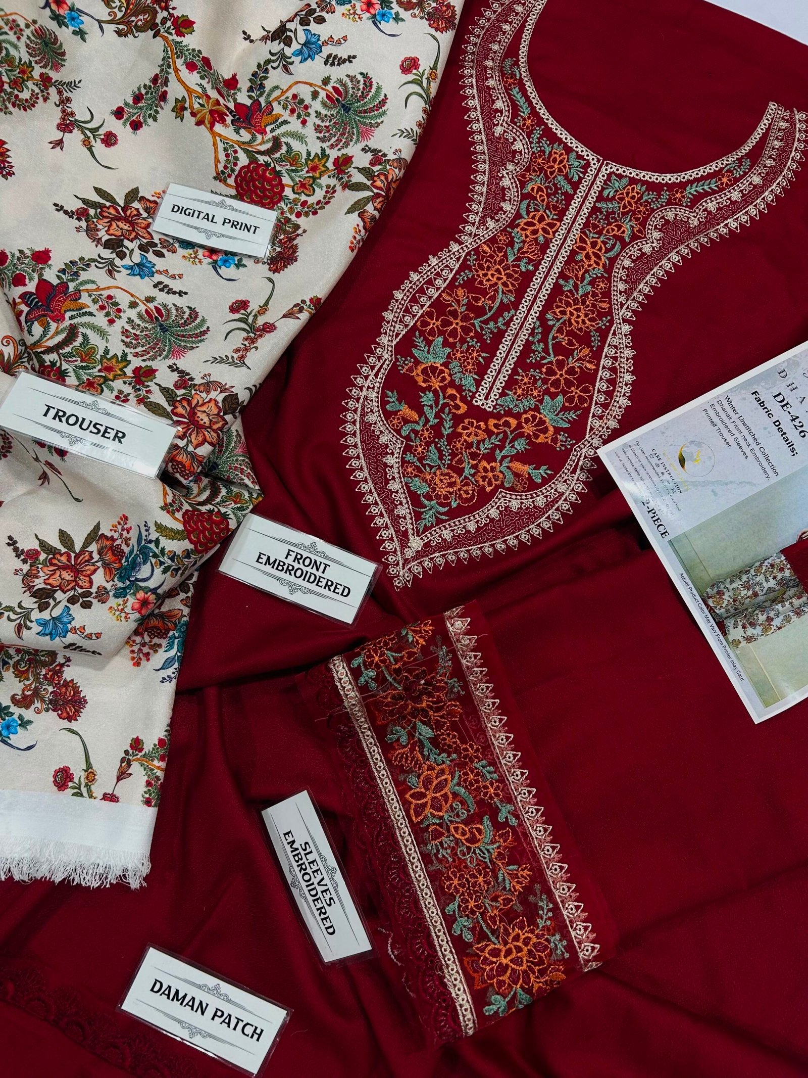 Laam Embroidered Dhanak 2 Piece - Image 3