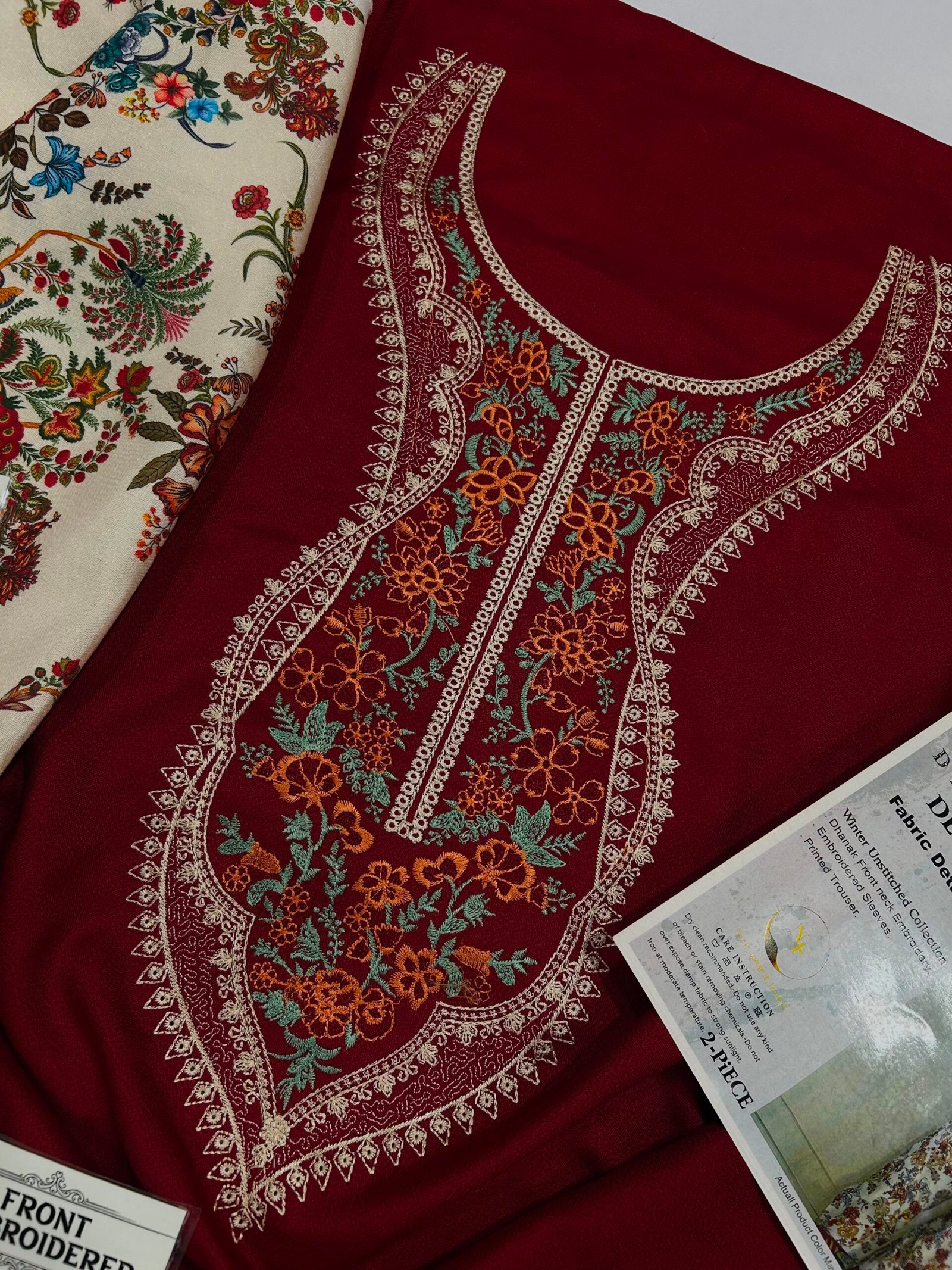 Laam Embroidered Dhanak 2 Piece - Image 4