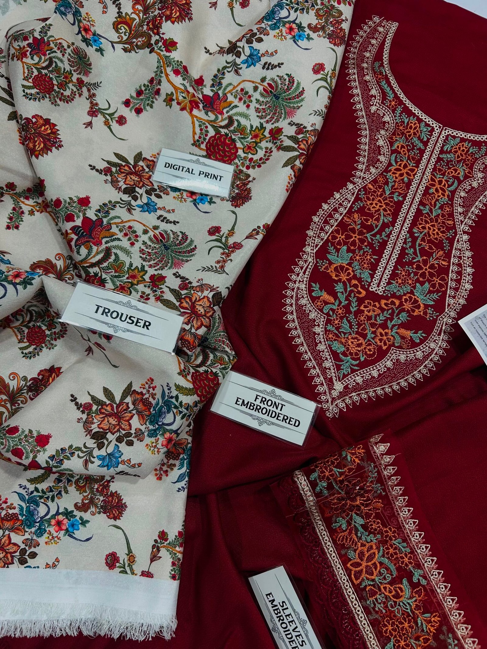 Laam Embroidered Dhanak 2 Piece - Image 5